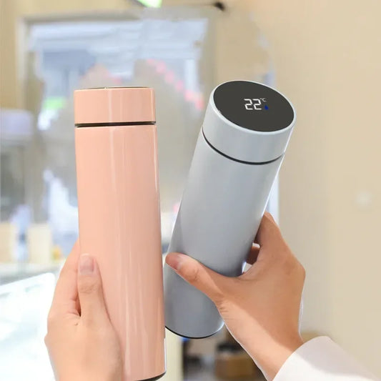 500ml Smart Temperature Display Thermos Cup Cute Children's Student Water Bottle Coffee Mug Stainless Steel Portable Drinkware